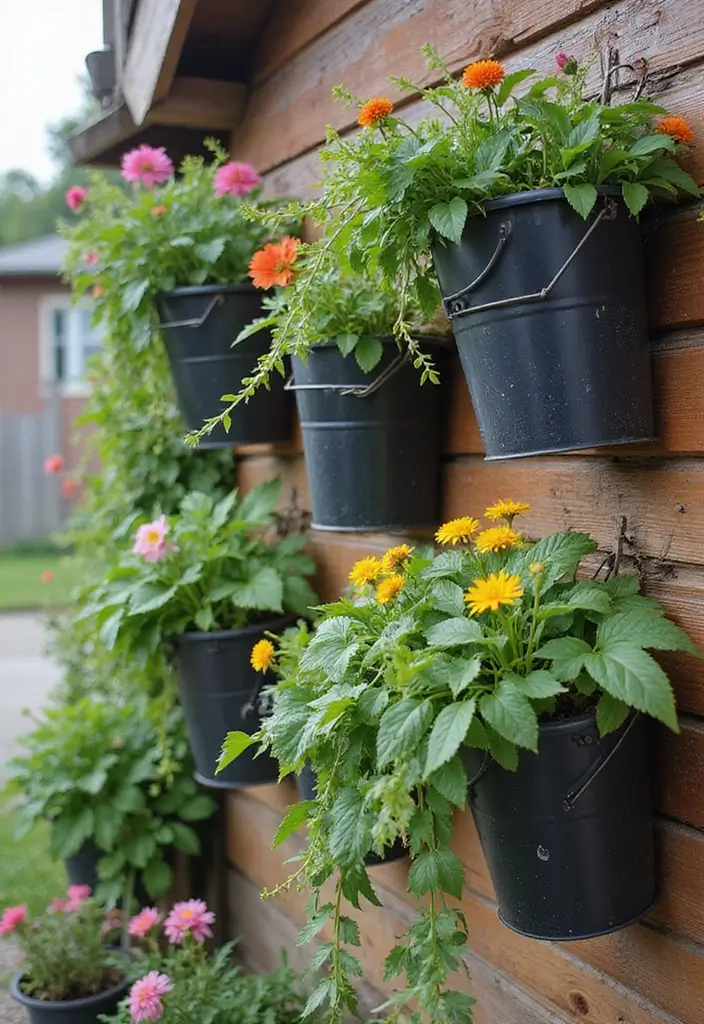 25 Bucket Gardening 5 Gallon Tips for Easy Planting - 11. Vertical Bucket Gardens