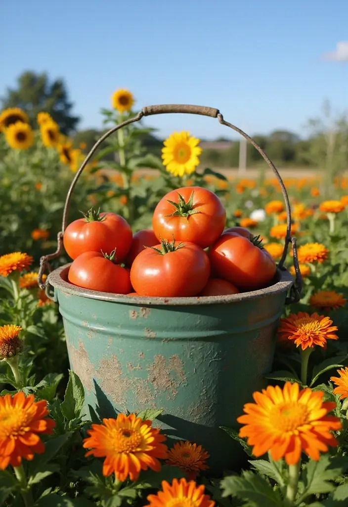 25 Bucket Gardening 5 Gallon Tips for Easy Planting - 16. Companion Flowers for Vegetables