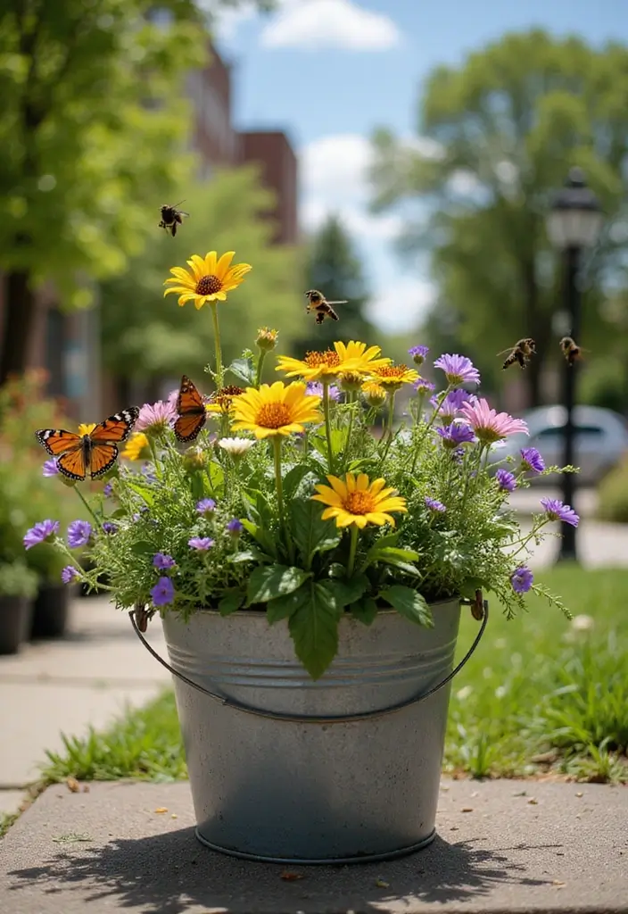 25 Bucket Gardening 5 Gallon Tips for Easy Planting - 19. Create a Pollinator Bucket