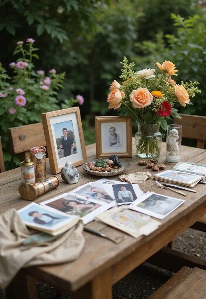 25 Charming Garden Tea Party Ideas for An Elegant Afternoon - 13. Memory Table