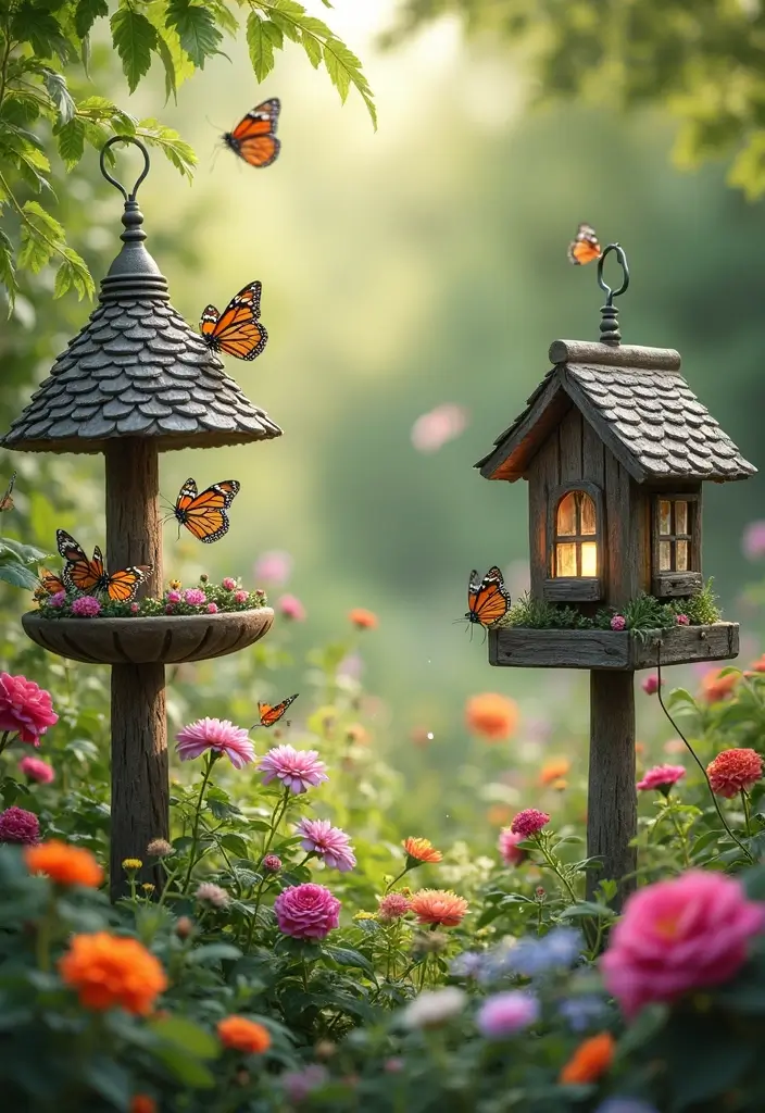 25 Charming Garden Tea Party Ideas for An Elegant Afternoon - 20. Butterfly and Bird Feeders
