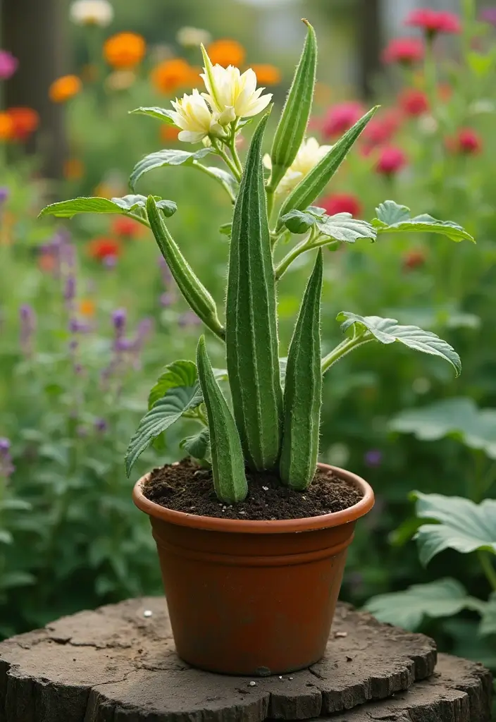 25 Container Gardening Vegetables: Grow Fresh Food Anywhere - 17. Okra