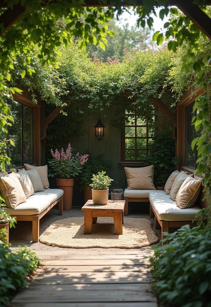 25 Cottage Core Garden Trends for a Rustic, Whimsical Look - 11. Gathering Spaces with Rustic Seating