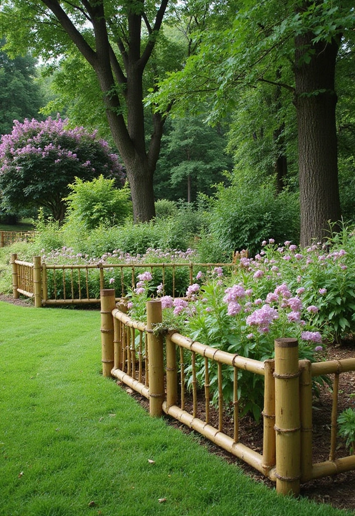 25 Creative Garden Edging Ideas to Define Your Space - 5. Natural Bamboo Fencing