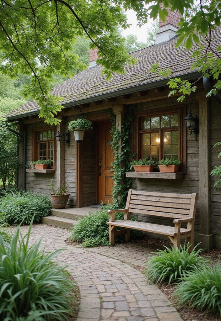 25 Front Yard Garden Design Ideas to Boost Curb Appeal - 23. Rustic Charm with Wood Features
