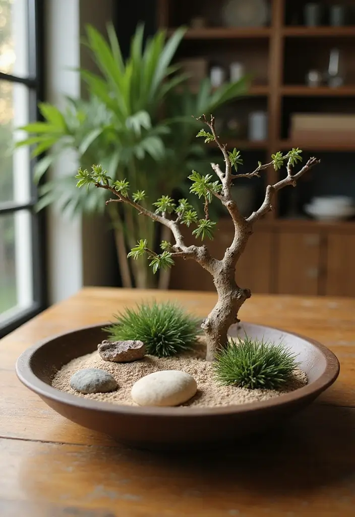 25 Miniature Zen Garden Ideas to Bring Calm Indoors - 19. Zen Garden with Natural Elements