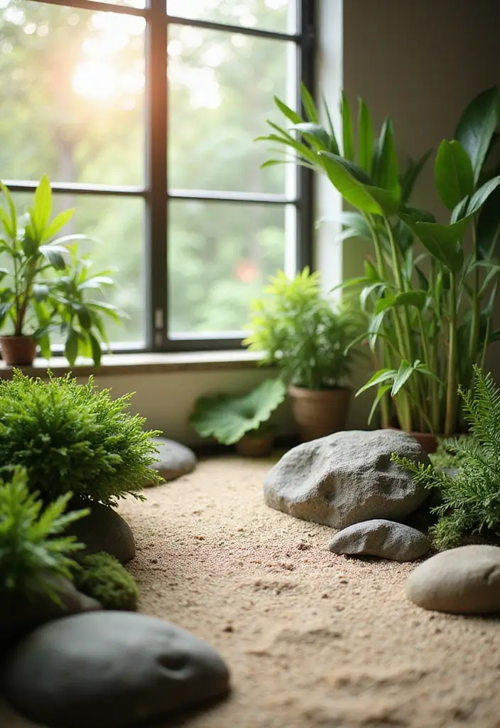 25 Miniature Zen Garden Ideas to Bring Calm Indoors - 21. Zen Garden with Natural Light