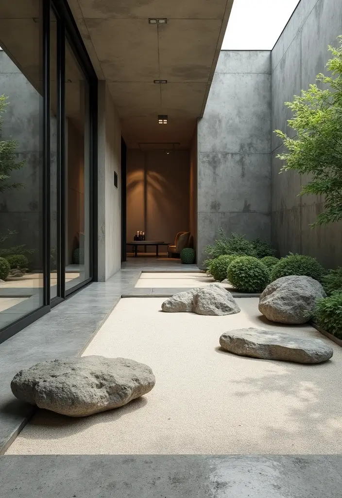 25 Miniature Zen Garden Ideas to Bring Calm Indoors - 6. Minimalist Concrete Zen Garden