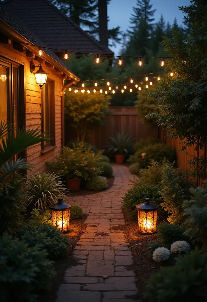 25 Small Garden Design Ideas to Maximize Every Inch - 15. Garden Lighting: Magical Evenings