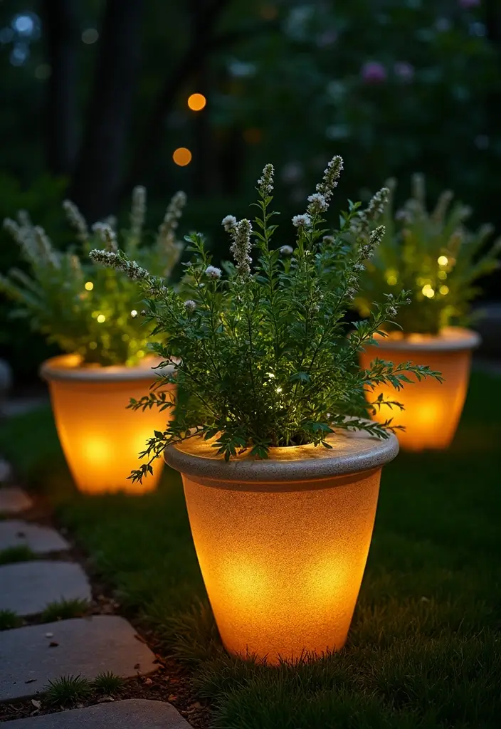 25 Stunning Garden Lighting Ideas for Evening Ambiance - 17. Garden Urn Lights