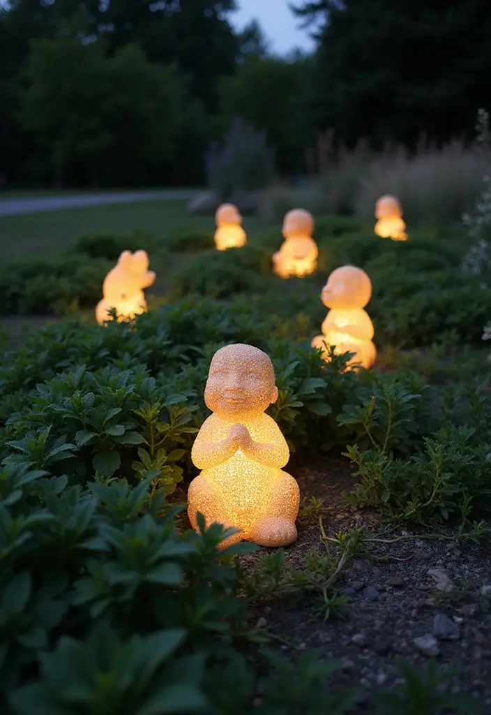 25 Stunning Garden Lighting Ideas for Evening Ambiance - 18. Light-up Garden Statues