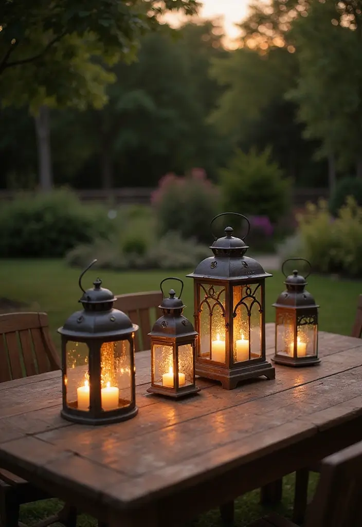 25 Stunning Garden Lighting Ideas for Evening Ambiance - 21. Tabletop Lanterns
