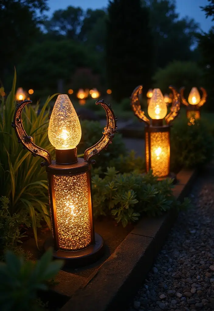 25 Stunning Garden Lighting Ideas for Evening Ambiance - 22. Creative Light Fixtures