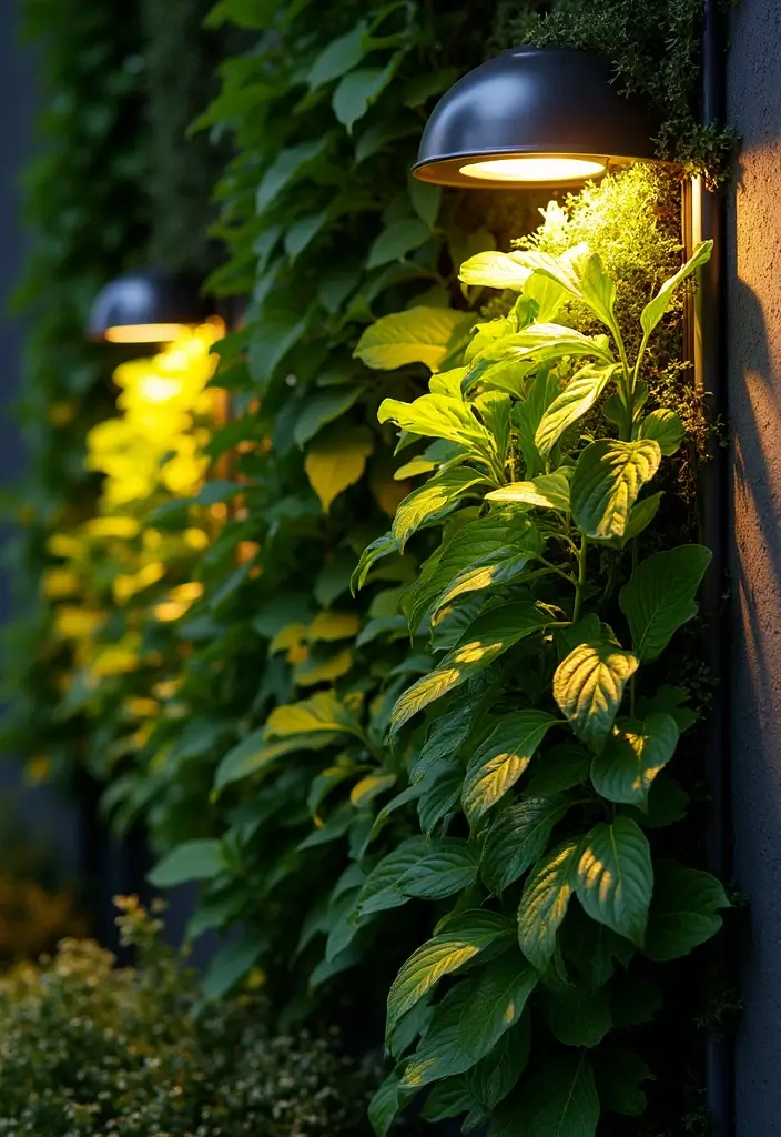 25 Stunning Garden Lighting Ideas for Evening Ambiance - 23. Vertical Garden Wall Lights
