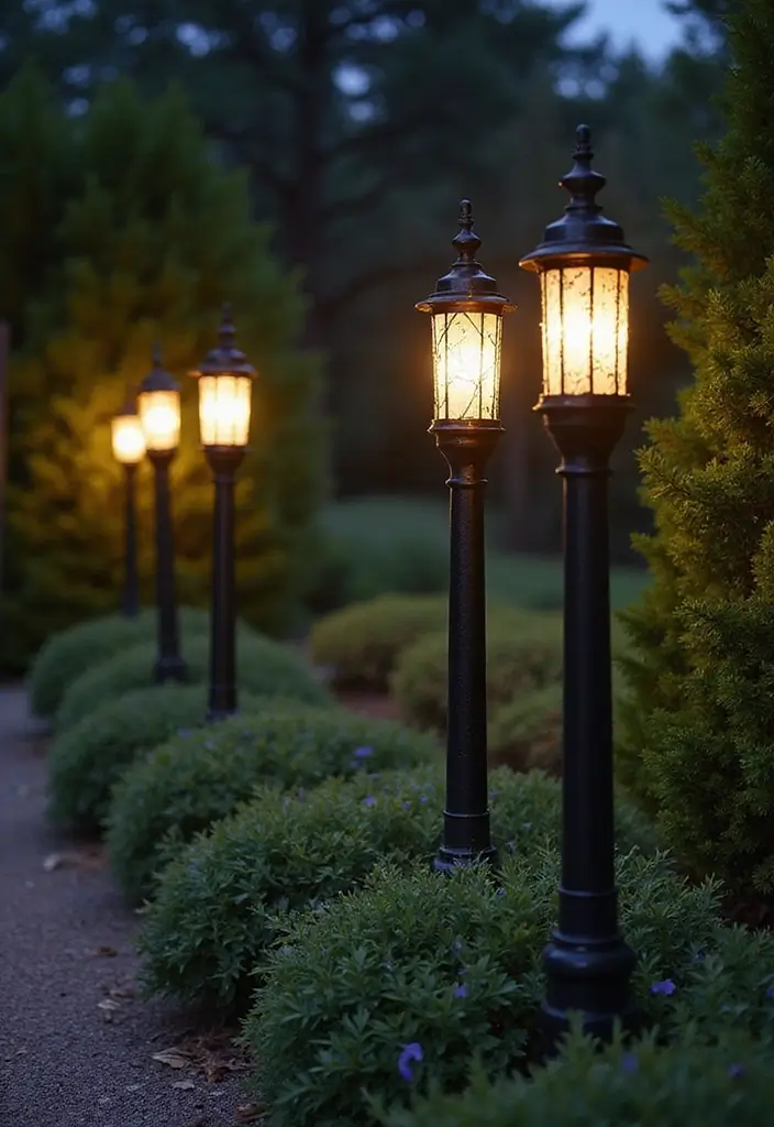 25 Stunning Garden Lighting Ideas for Evening Ambiance - 25. Decorative Pillar Lights