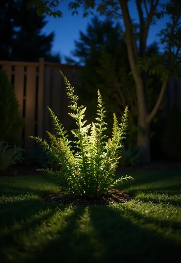 25 Stunning Garden Lighting Ideas for Evening Ambiance - 5. Uplighting for Focal Plants