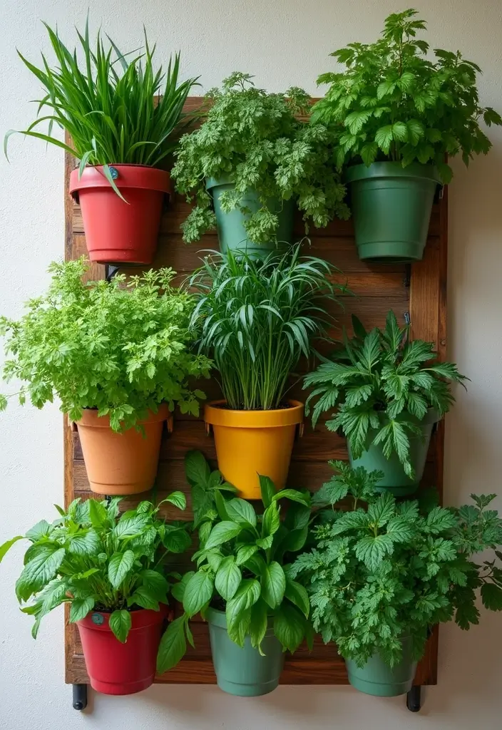 25 Terrace Garden Design Inspirations for Stylish Sunlit Spaces - 1. Vertical Herb Garden