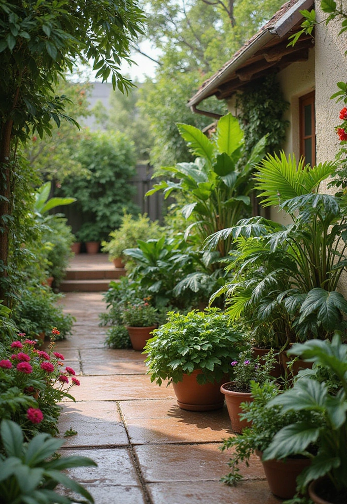 25 Terrace Garden Design Inspirations for Stylish Sunlit Spaces - 13. Tropical Vibe with Herbs