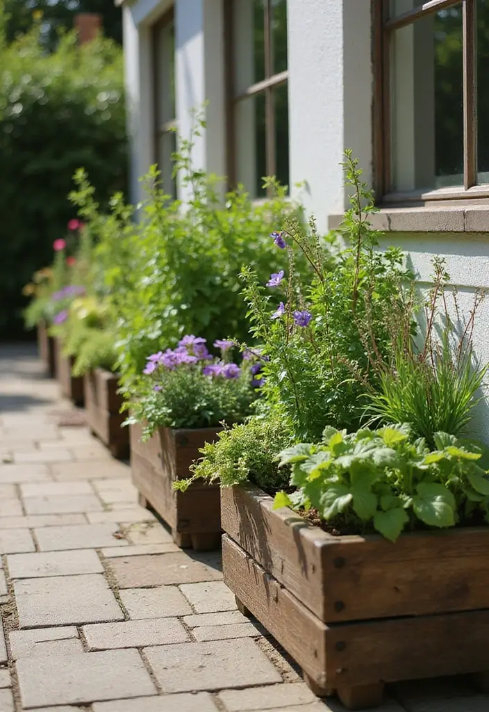 25 Terrace Garden Design Inspirations for Stylish Sunlit Spaces - 4. Rustic Wooden Planters