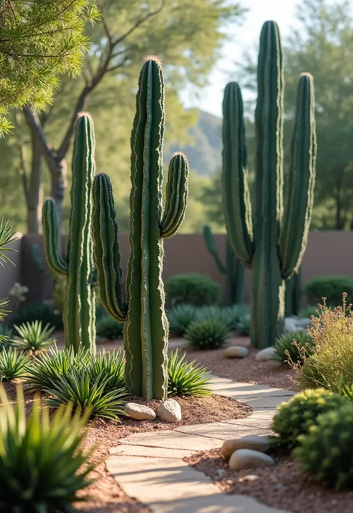 26 Creative Cactus Garden Design Ideas for a Low-Maintenance Oasis - 11. Unique Shaped Cacti as Focal Points