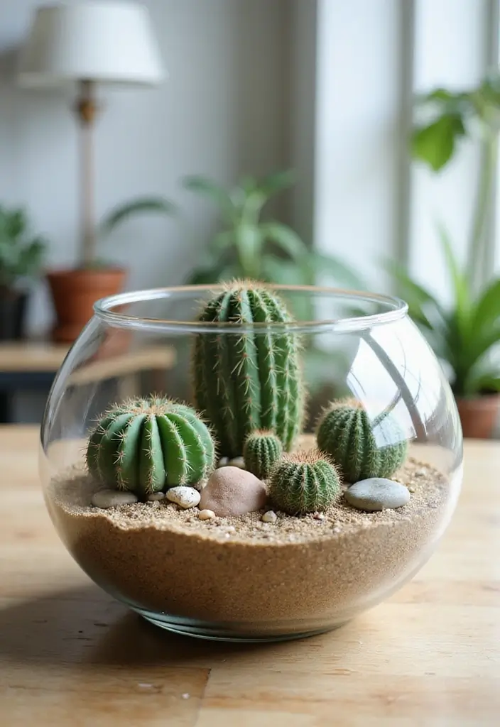 26 Creative Cactus Garden Design Ideas for a Low-Maintenance Oasis - 13. DIY Cactus Terrarium