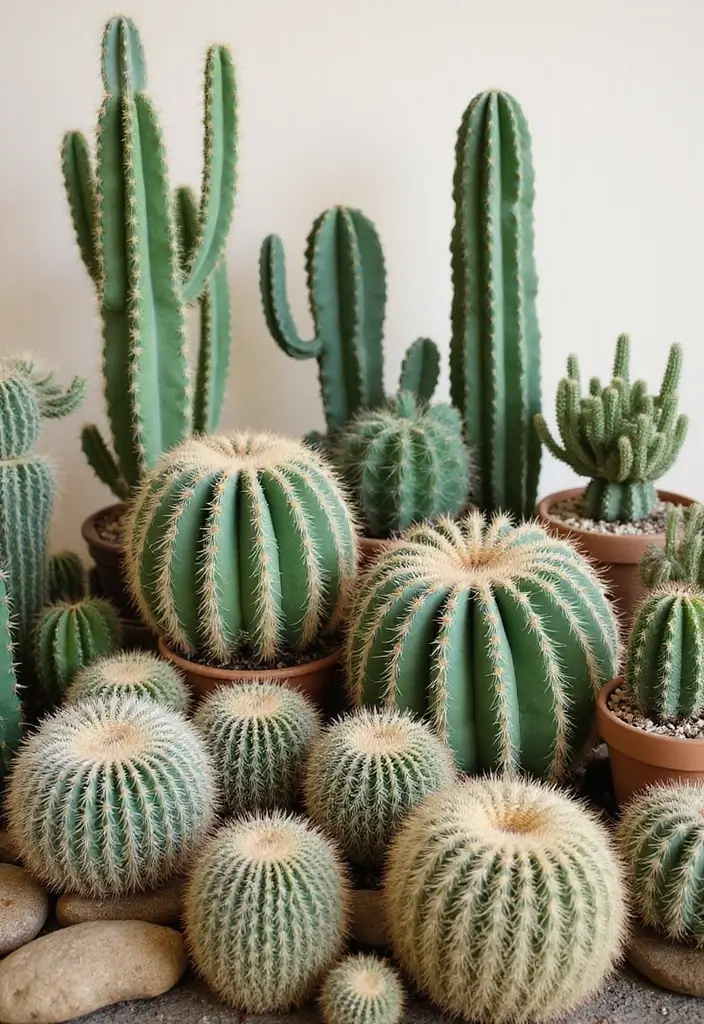 26 Creative Cactus Garden Design Ideas for a Low-Maintenance Oasis - 17. Textured Cacti Collection