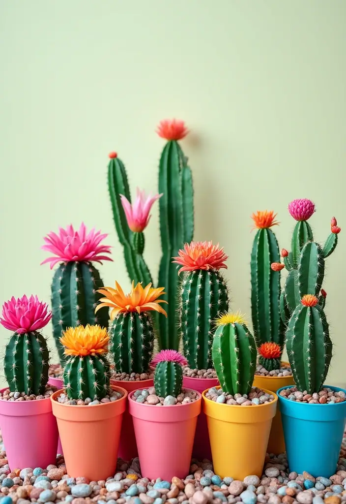 26 Creative Cactus Garden Design Ideas for a Low-Maintenance Oasis - 2. Colorful Cactus Cluster