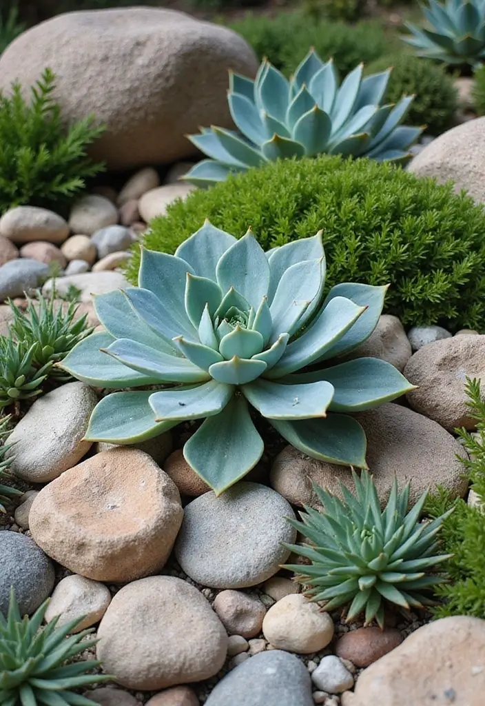 26 Creative Rock Garden Ideas for Every Yard - 19. Succulent Centerpieces