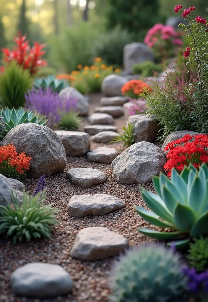 26 Creative Rock Garden Ideas for Every Yard - 21. Seasonal Color Themes