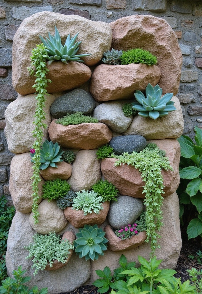 26 Creative Rock Garden Ideas for Every Yard - 6. Vertical Rock Gardens