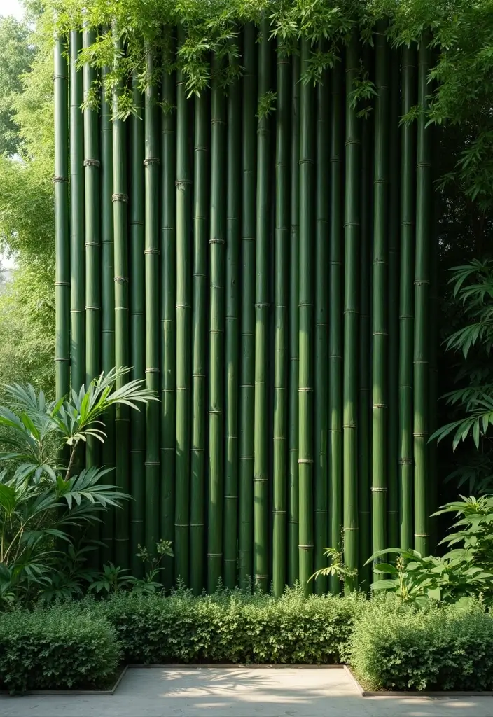 26 Front Garden Ideas to Boost Your Home’s Curb Appeal - 15. Vertical Bamboo Garden