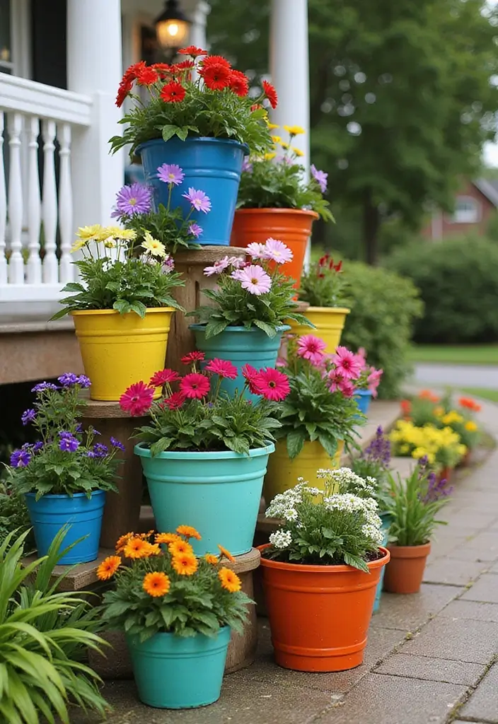 26 Front Garden Ideas to Boost Your Home’s Curb Appeal - 19. Vertical Garden Containers