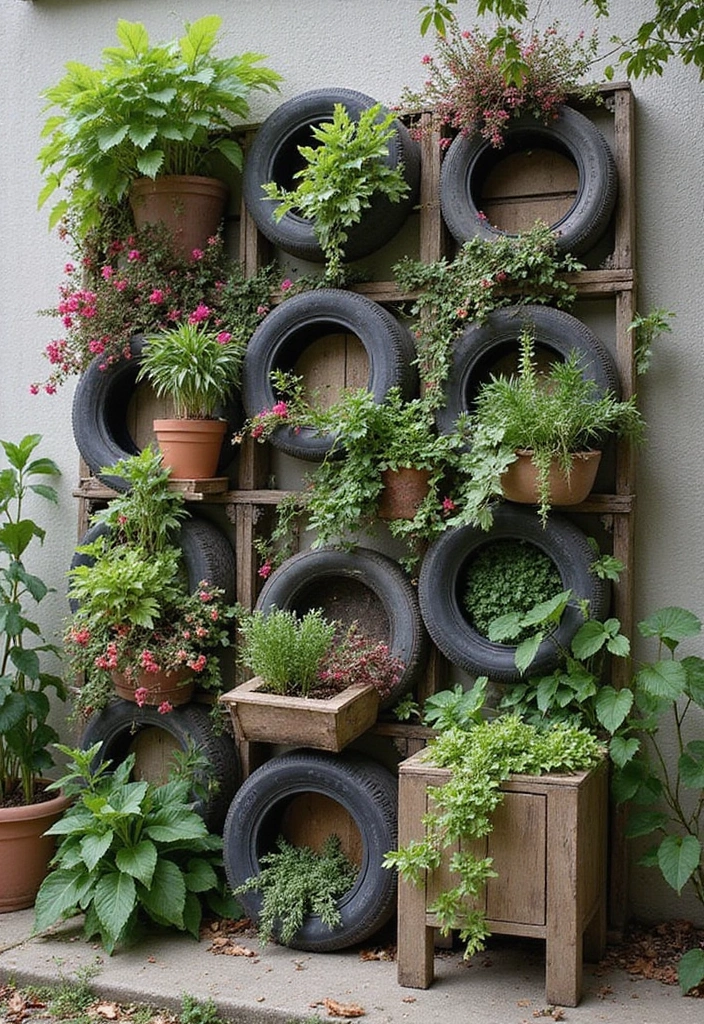 26 Front Garden Ideas to Boost Your Home’s Curb Appeal - 26. Upcycled Vertical Gardens
