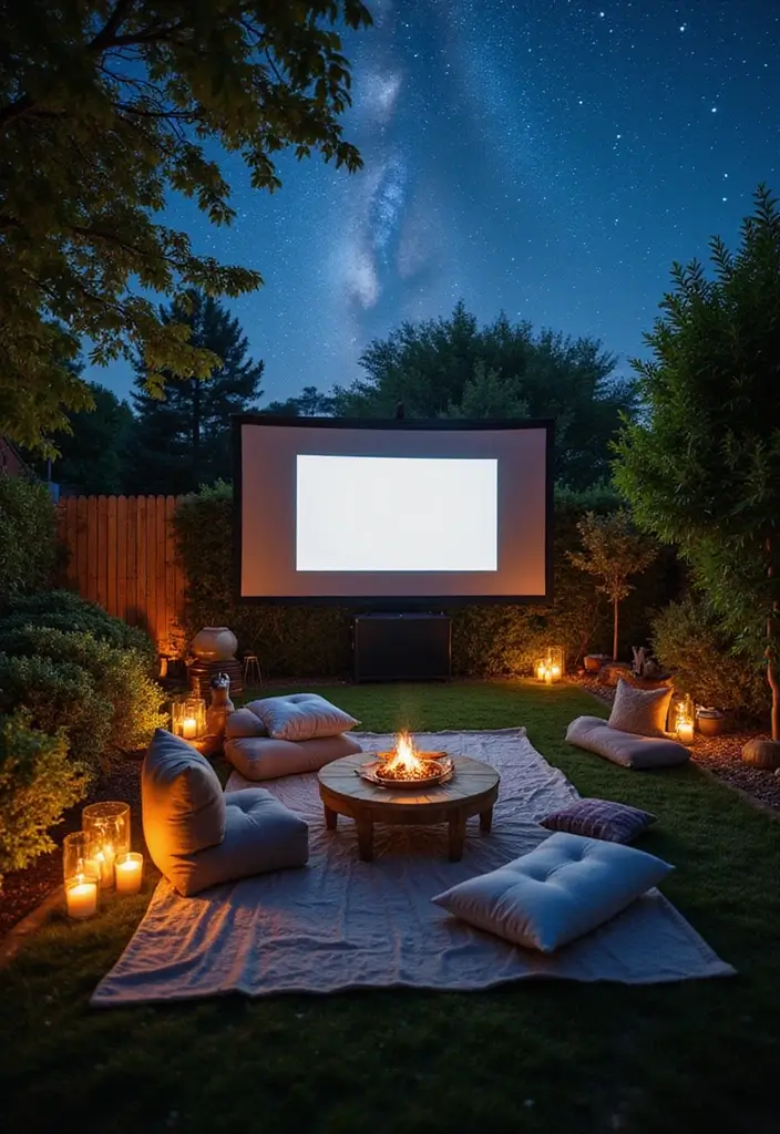 26 Garden Party Aesthetic Inspirations for a Picture-Perfect Celebration - 21. Outdoor Movie Night