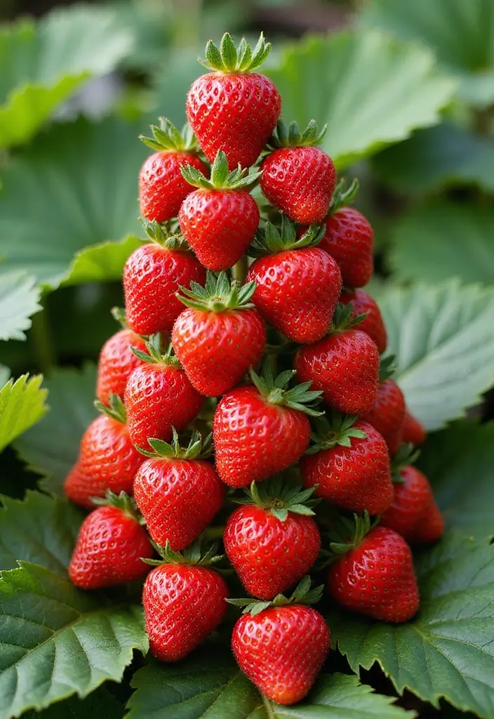 26 Kitchen Garden Ideas for Fresh Flavors at Your Fingertips - 7. Strawberry Tower