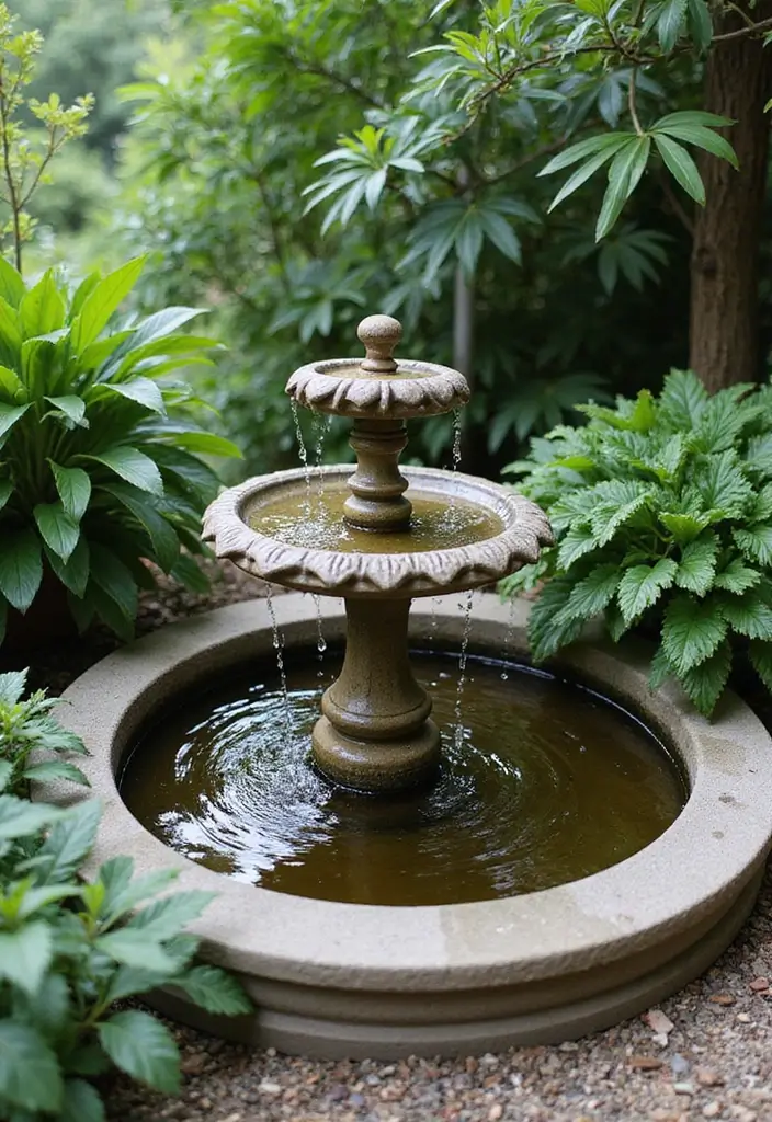 26 Small Garden DIY Ideas to Transform Your Compact Space - 12. Small Fountain Feature
