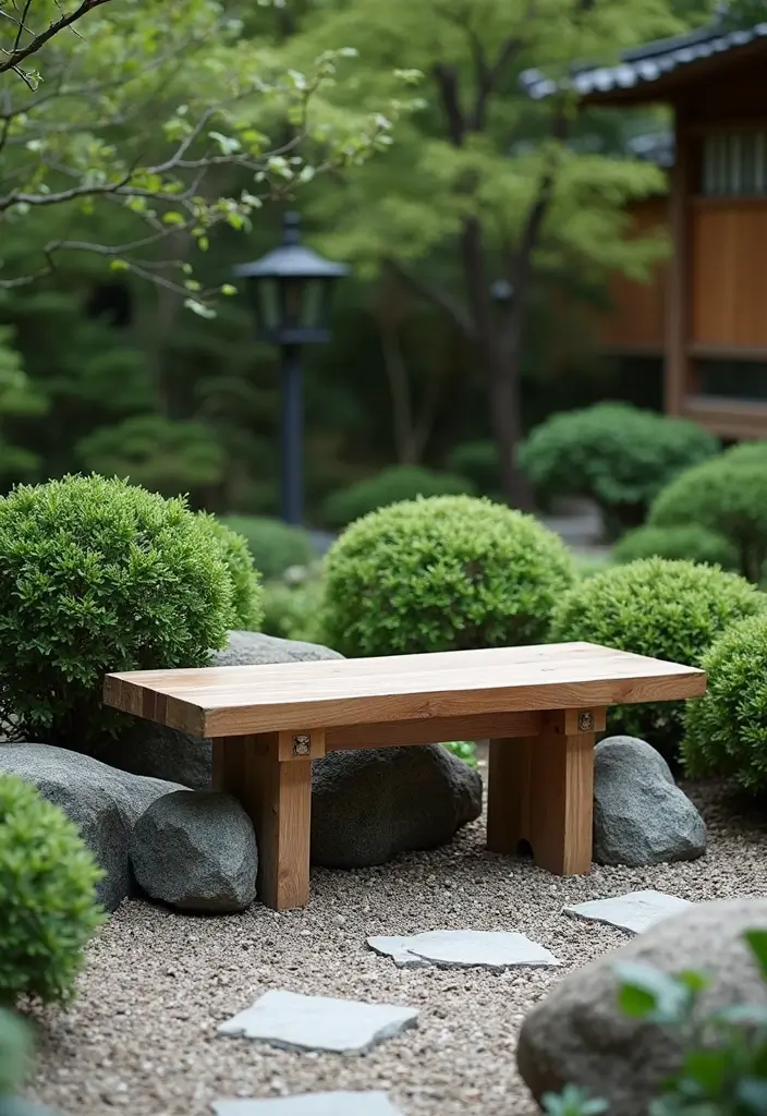 26 Small Japanese Garden Ideas for Compact Outdoor Spaces - 10. Zen Benches