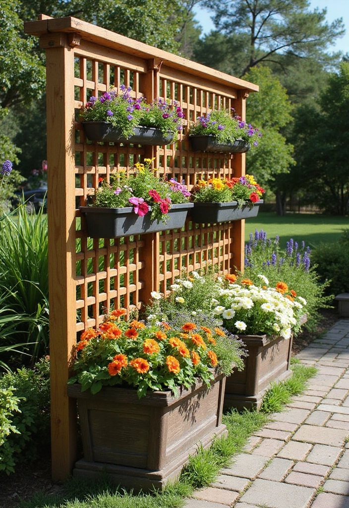 27 Creative Garden Trellis Ideas to Support Your Plants - 11. Trellis with Planter Boxes
