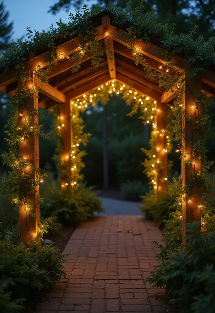 27 Creative Garden Trellis Ideas to Support Your Plants - 13. Trellis with String Lights