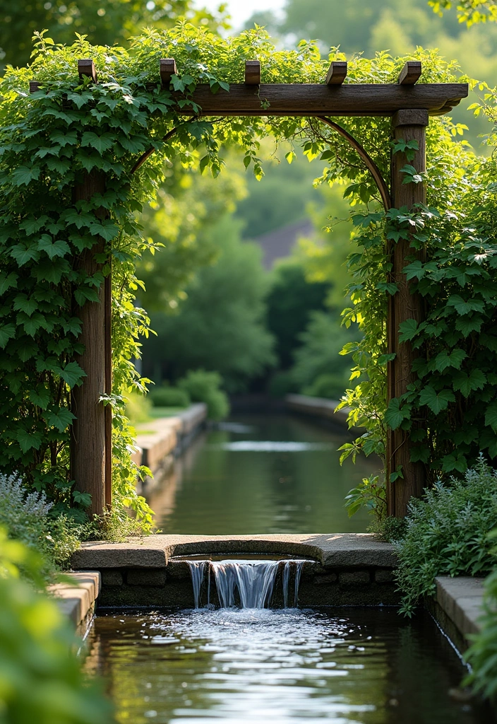 27 Creative Garden Trellis Ideas to Support Your Plants - 22. Trellis with Water Feature