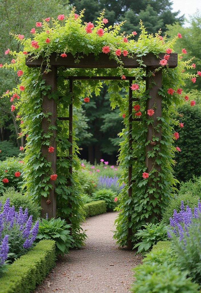 27 Creative Garden Trellis Ideas to Support Your Plants - 26. Trellis as a Backdrop