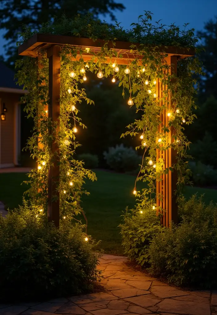 27 Creative Garden Trellis Ideas to Support Your Plants - 27. Trellis with Integrated Garden Lights