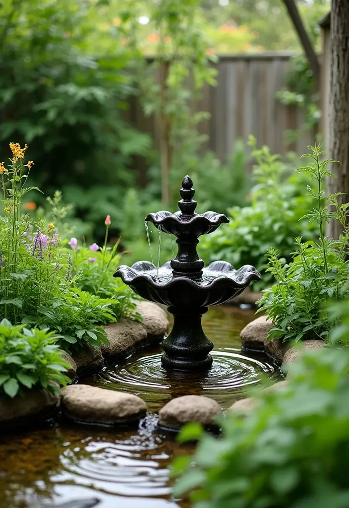27 Creative Herb Garden Ideas to Enhance Your Cooking - 13. Herb Garden with a Water Feature