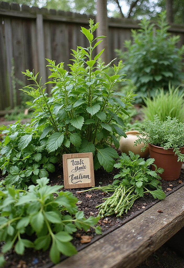 27 Creative Herb Garden Ideas to Enhance Your Cooking - 16. Herb Garden with a Kitchen Theme