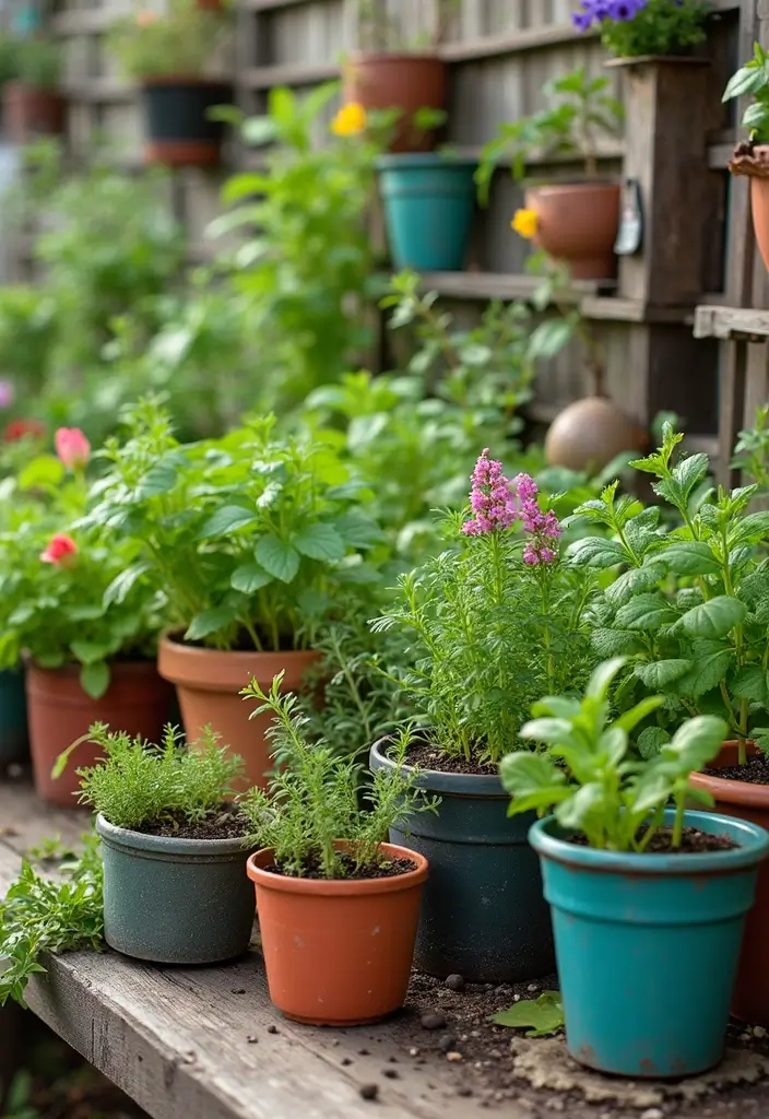 27 Creative Herb Garden Ideas to Enhance Your Cooking - 26. Herb Garden with Unique Containers