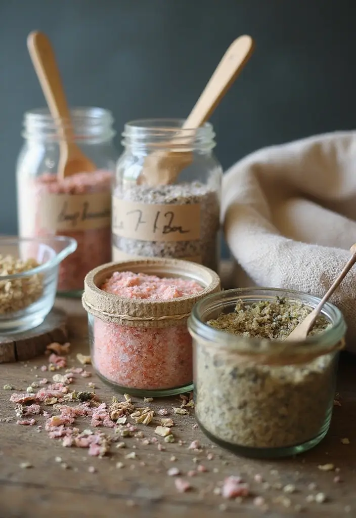 27 Easy DIY Garden Ideas for Every Skill Level - 10. Herb Bath Salt Jars