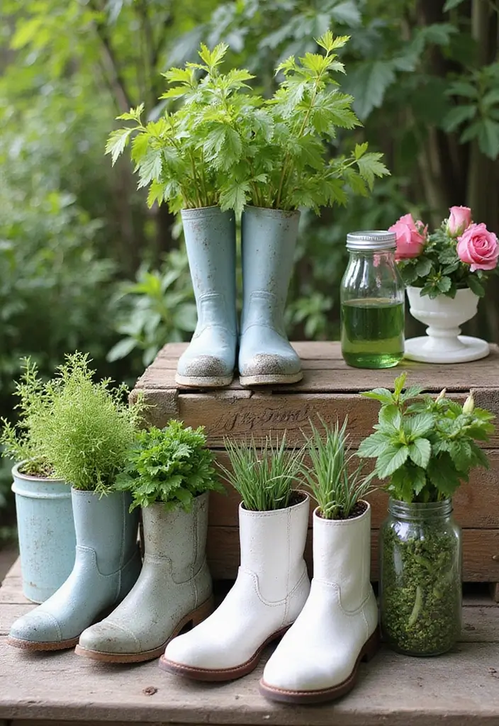 27 Easy DIY Garden Ideas for Every Skill Level - 5. Recycled Container Herb Garden