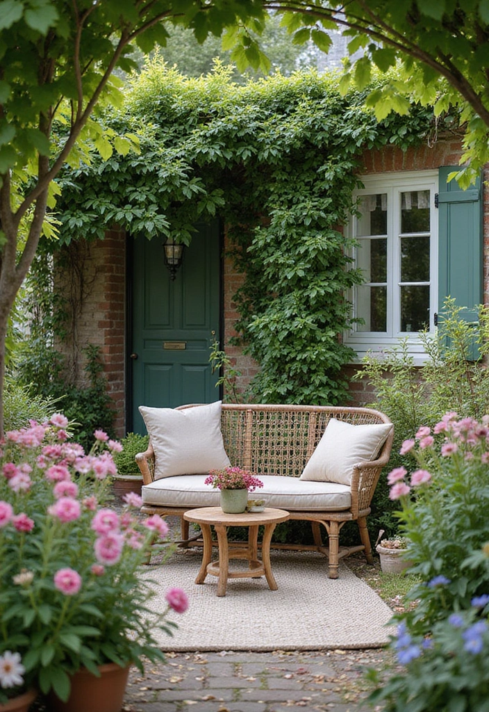 27 Elegant French Cottage Garden Ideas to Inspire Your Outdoor Space - 10. Cozy Seating Areas