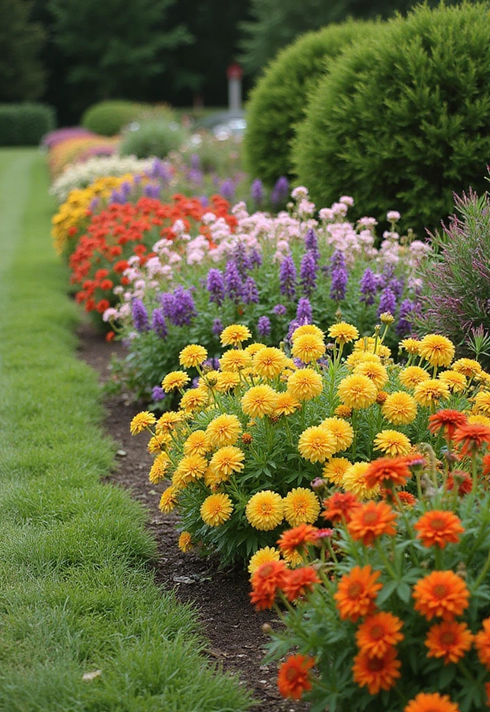 27 Flower Garden Ideas to Brighten Your Outdoor Space - 14. Border Gardens with Colorful Blooms