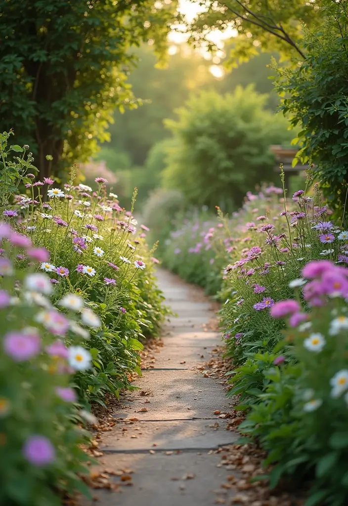 27 Flower Garden Ideas to Brighten Your Outdoor Space - 15. Garden Pathways Flanked by Blooms